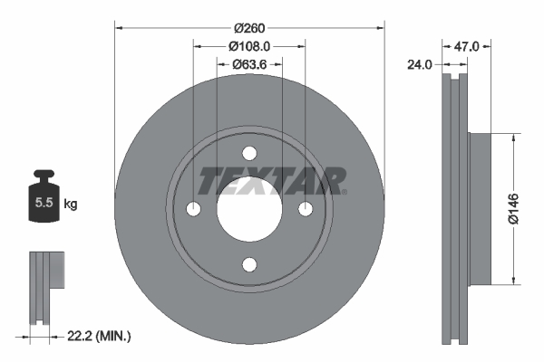 Disc frana TEXTAR 92063503