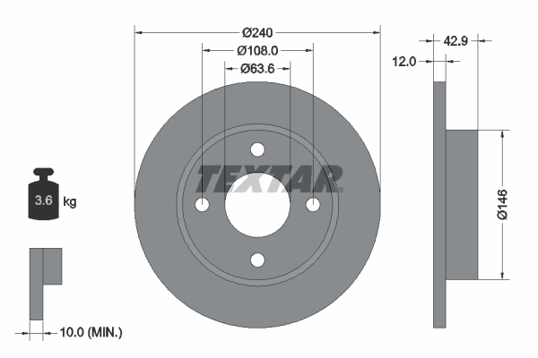 Disc frana TEXTAR 92075303