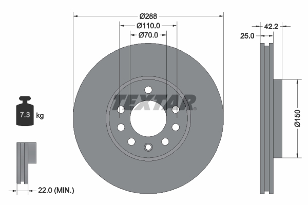Disc frana TEXTAR 92075603