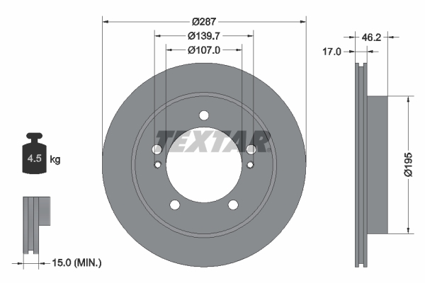 Disc frana TEXTAR 92076400