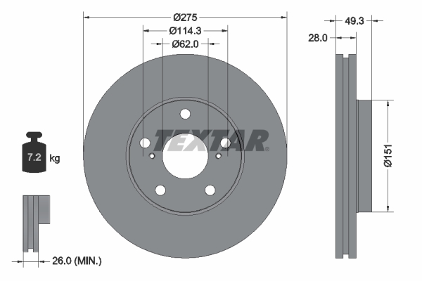 Disc frana TEXTAR 92077703