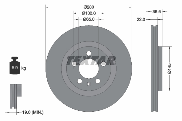 Disc frana TEXTAR 92082305