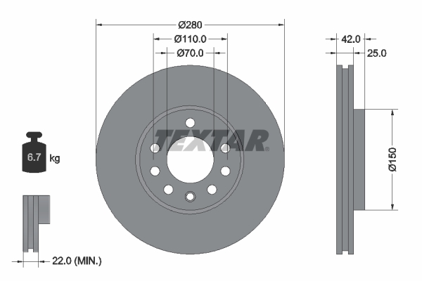 Disc frana TEXTAR 92091903