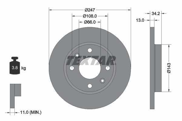 Disc frana TEXTAR 92092803