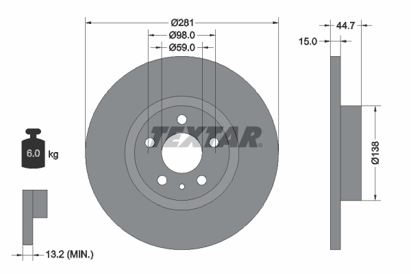 Disc frana TEXTAR 92096400