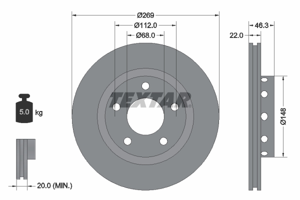 Disc frana TEXTAR 92098400