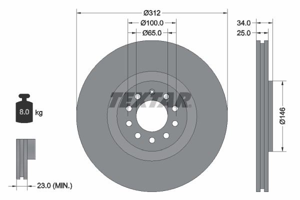 Disc frana TEXTAR 92098505