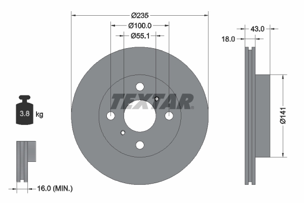 Disc frana TEXTAR 92103603