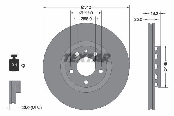 Disc frana TEXTAR 92106105
