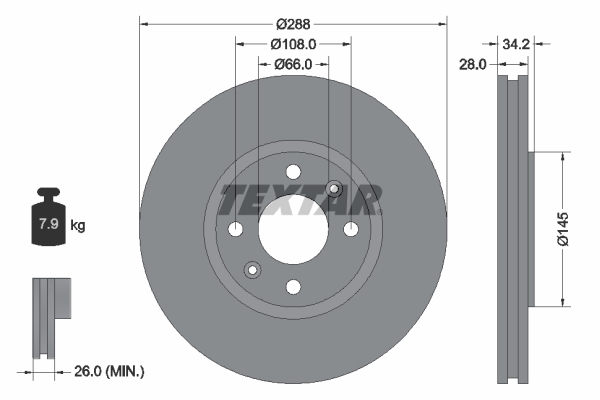 Disc frana TEXTAR 92107800