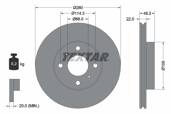 Disc frana TEXTAR 92109300