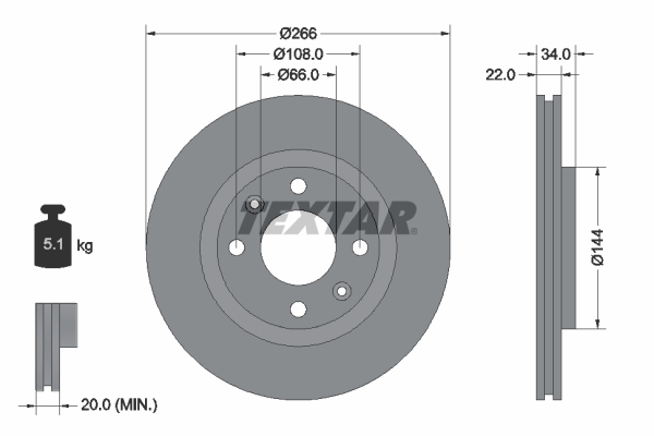 Disc frana TEXTAR 92111503