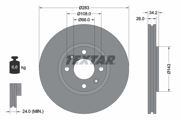 Disc frana TEXTAR 92111603