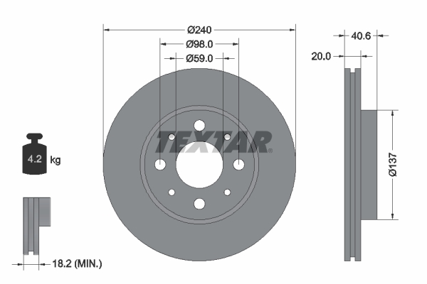 Disc frana TEXTAR 92118003