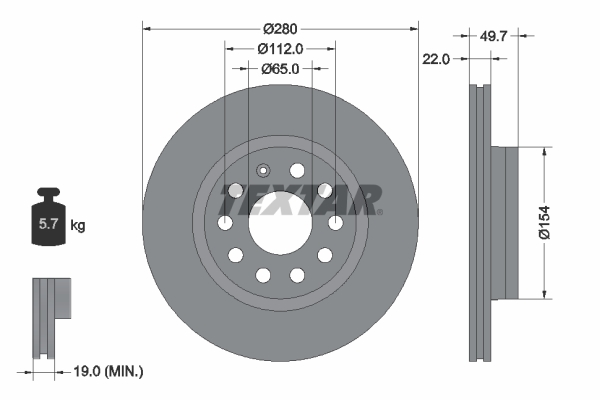 Disc frana TEXTAR 92120705