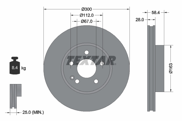 Disc frana TEXTAR 93123403