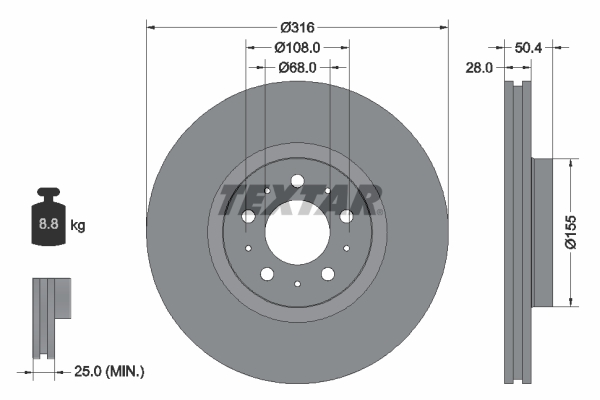 Disc frana TEXTAR 92126603