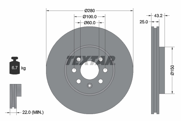 Disc frana TEXTAR 92129303