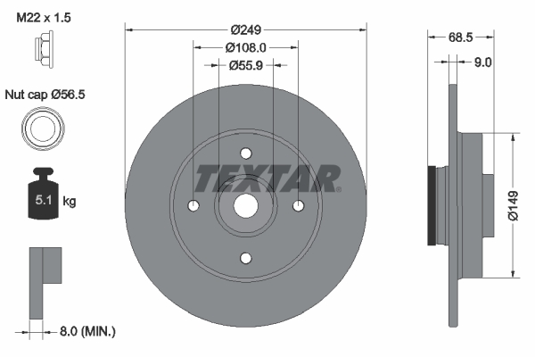 Disc frana TEXTAR 92133303