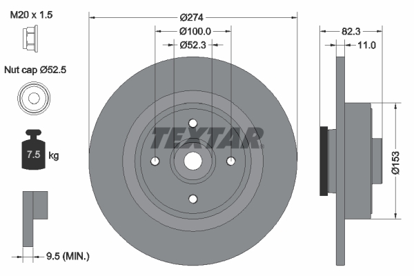 Disc frana TEXTAR 92141403
