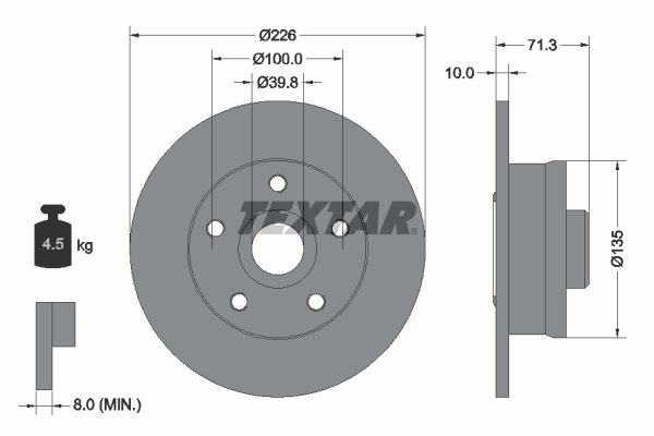 Disc frana TEXTAR 92153800