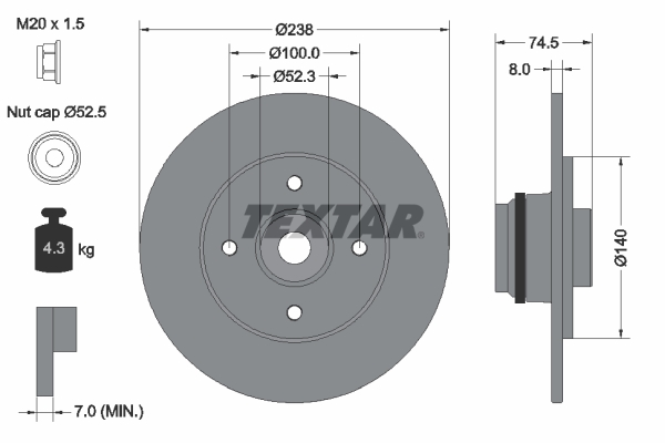 Disc frana TEXTAR 92154003