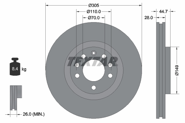Disc frana TEXTAR 92155403
