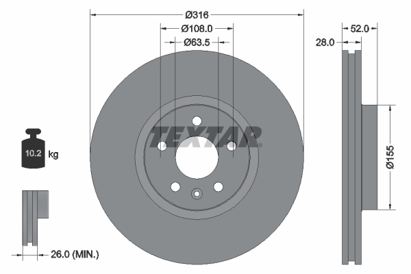 Disc frana TEXTAR 92162305