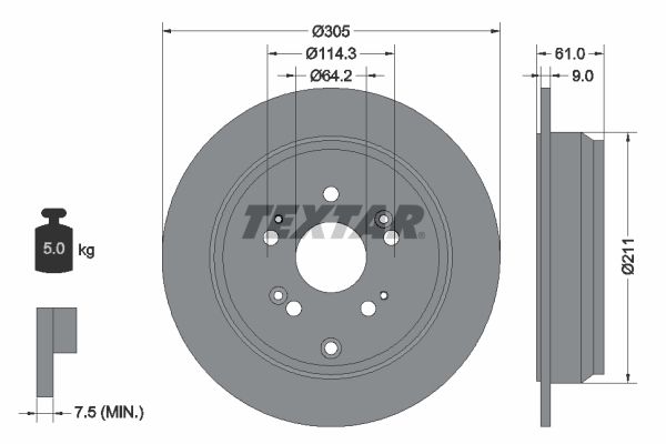 Disc frana TEXTAR 92162503