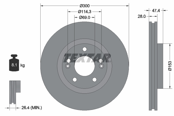 Disc frana TEXTAR 92166200