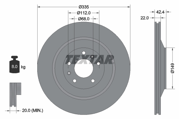 Disc frana VW PHAETON (3D1, 3D2, 3D3, 3D4, 3D6, 3D7, 3D8, 3D9) 5.0 V10 TDI 4motion  diesel 313 cai TEXTAR 92177005
