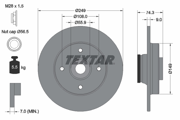Disc frana TEXTAR 92194103
