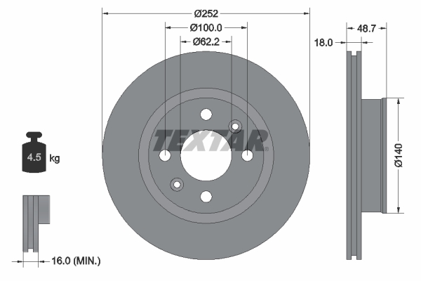Disc frana TEXTAR 92196503