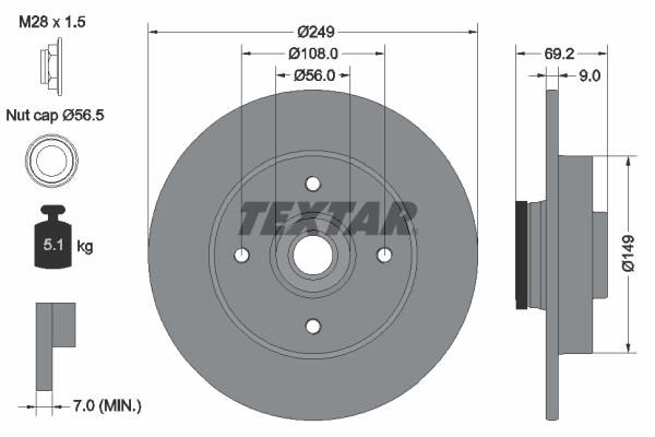 Disc frana TEXTAR 92202103