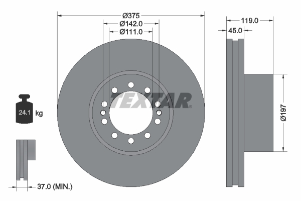 Disc frana TEXTAR 93222700