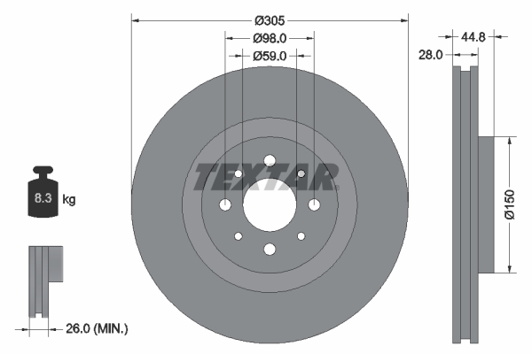 Disc frana TEXTAR 92228503