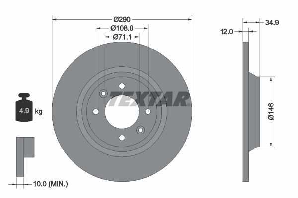 Disc frana TEXTAR 92231303