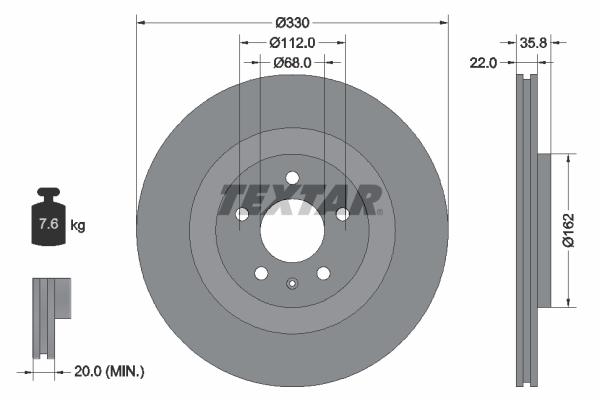 Disc frana TEXTAR 92238305