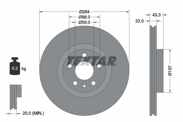 Disc frana TEXTAR 92252803