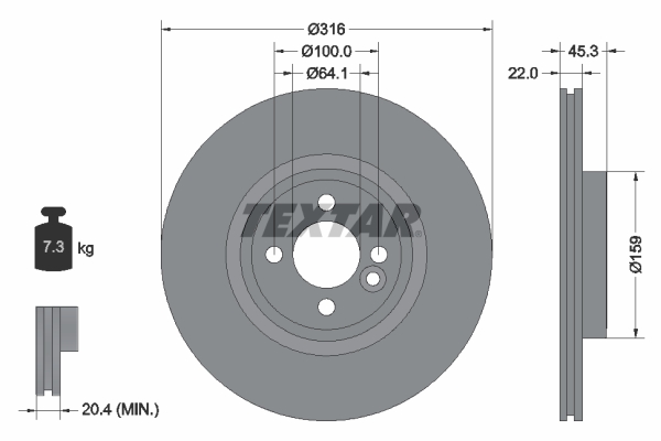 Disc frana TEXTAR 92255003