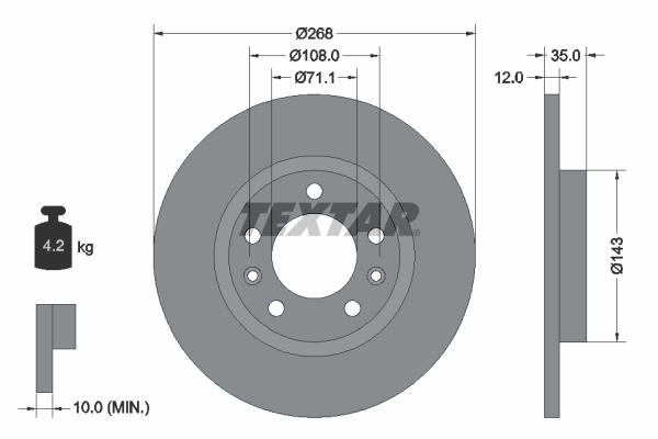 Disc frana TEXTAR 92268003