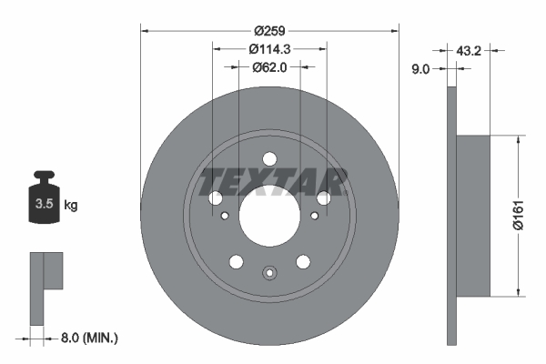 Disc frana TEXTAR 92268403