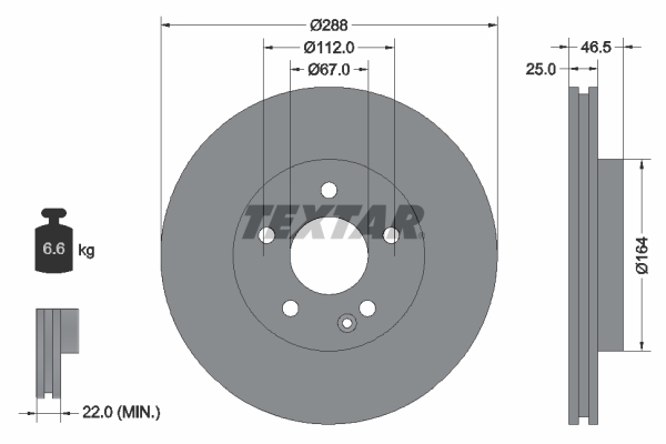 Disc frana TEXTAR 92287705