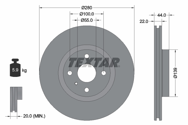 Disc frana TEXTAR 92304205