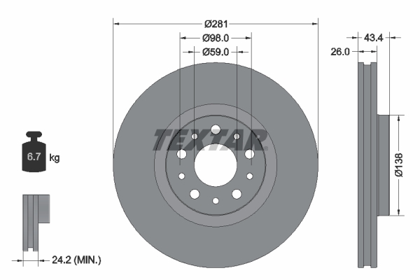 Disc frana TEXTAR 92304803
