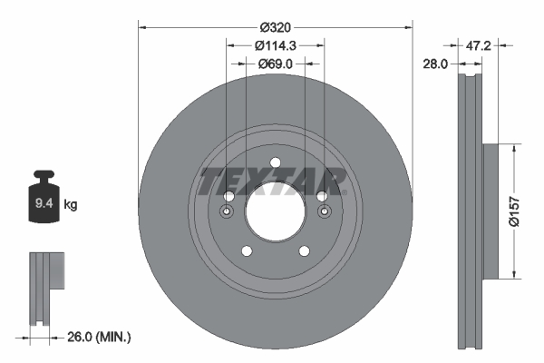 Disc frana TEXTAR 92306303
