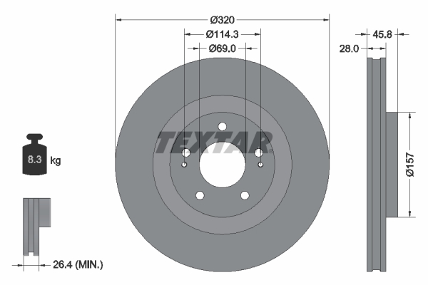 Disc frana TEXTAR 92306503