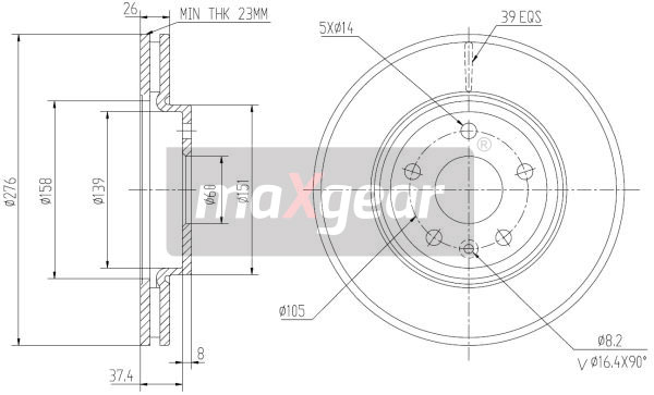 Disc frana MAXGEAR 19-2334