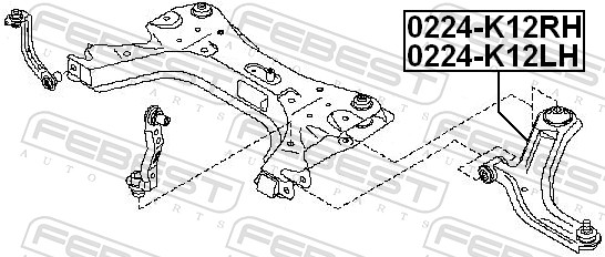 Brat suspensie roata FEBEST 0224-K12RH