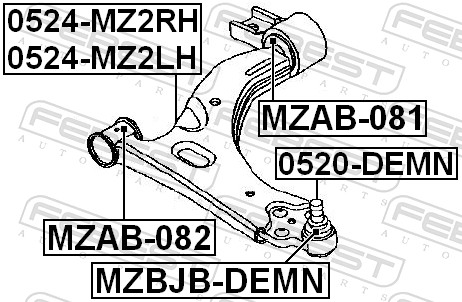 Brat suspensie roata FEBEST 0524-MZ2LH
